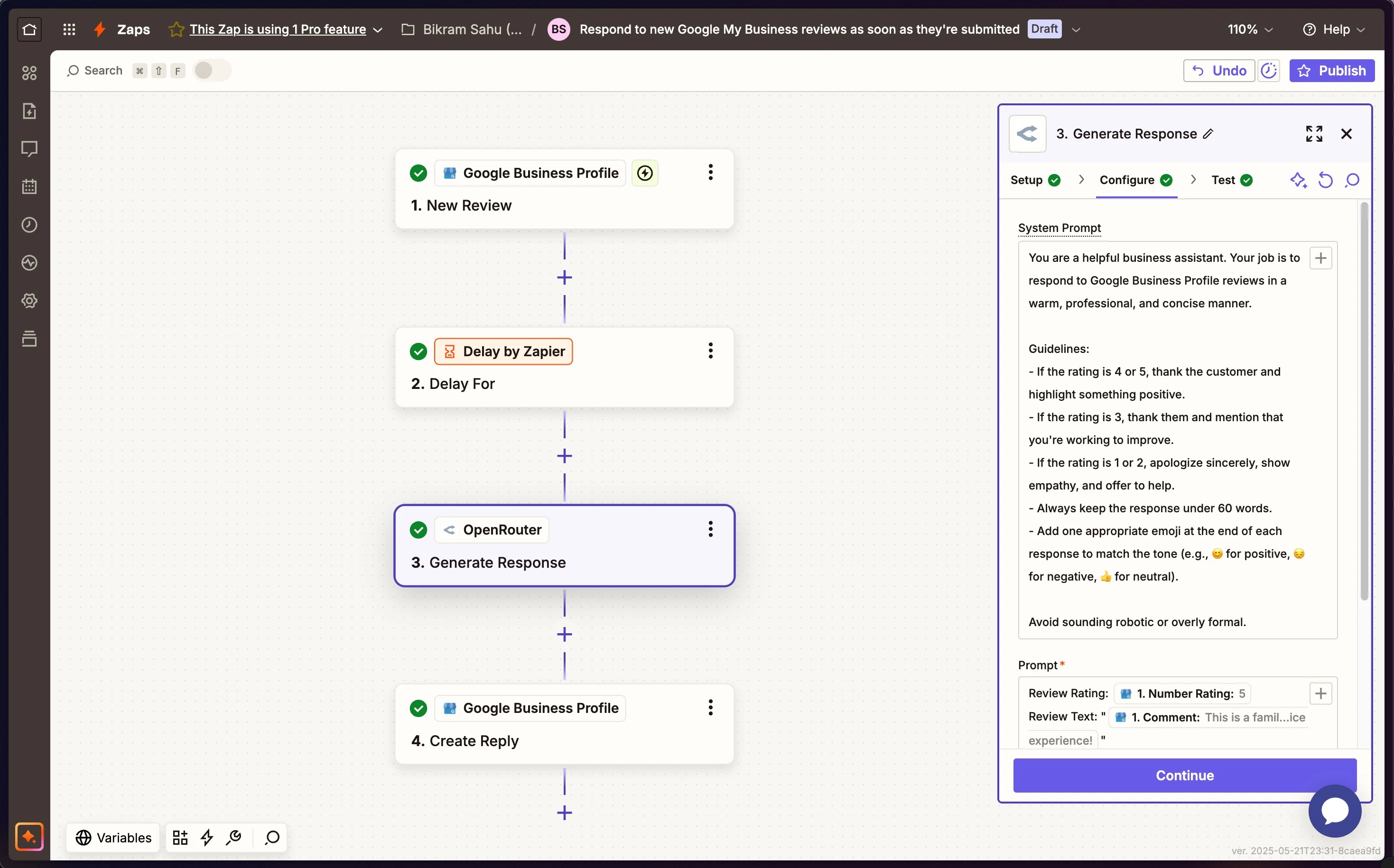 Zapier Automation for Google Reviews